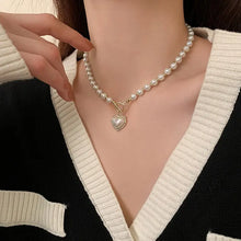 Elegant Pearl Necklace with Heart Pendant - Luxury Korean Jewellery for Women