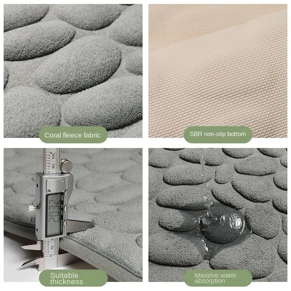 Non-Slip Cobblestone Memory Foam Bathroom Rug