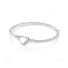 925 Sterling Silver Bracelets for Women - Crystal Ball & Heart Charms