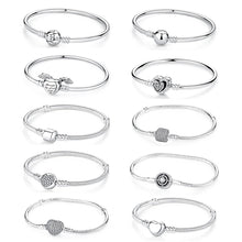 925 Sterling Silver Bracelets for Women - Crystal Ball & Heart Charms