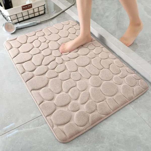 Non-Slip Cobblestone Memory Foam Bathroom Rug