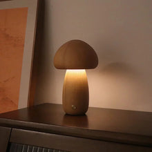 Wooden Mushroom Desk Lamp with Touch Switch - LED Night Light for Bedroom