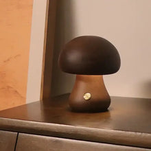 Wooden Mushroom Desk Lamp with Touch Switch - LED Night Light for Bedroom