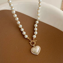 Elegant Pearl Necklace with Heart Pendant - Luxury Korean Jewellery for Women