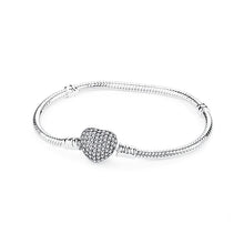 925 Sterling Silver Bracelets for Women - Crystal Ball & Heart Charms