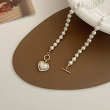 Elegant Pearl Necklace with Heart Pendant - Luxury Korean Jewellery for Women