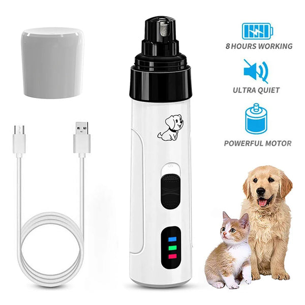 Rechargeable Electric Dog Nail Grinder - Quiet Pet Paw Grooming Tool