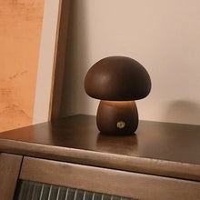 Wooden Mushroom Desk Lamp with Touch Switch - LED Night Light for Bedroom