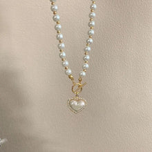 Elegant Pearl Necklace with Heart Pendant - Luxury Korean Jewellery for Women