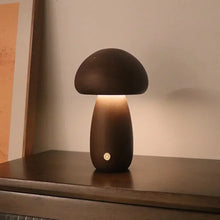 Wooden Mushroom Desk Lamp with Touch Switch - LED Night Light for Bedroom