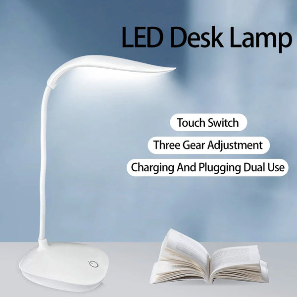 Portable LED Desk Lamp - USB Rechargeable, Touch Dimming, Eye Protection