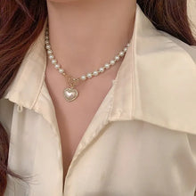 Elegant Pearl Necklace with Heart Pendant - Luxury Korean Jewellery for Women