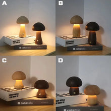 Wooden Mushroom Desk Lamp with Touch Switch - LED Night Light for Bedroom