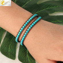 Handmade Bohemian Green Turquoise Bracelet for Men & Women – Double-Layer Beaded Indian Agate Wrap Bangle