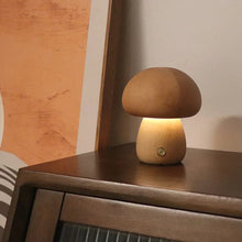 Wooden Mushroom Desk Lamp with Touch Switch - LED Night Light for Bedroom