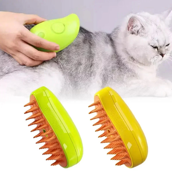 3-in-1 Cat & Dog Steam Brush: Grooming & Massage